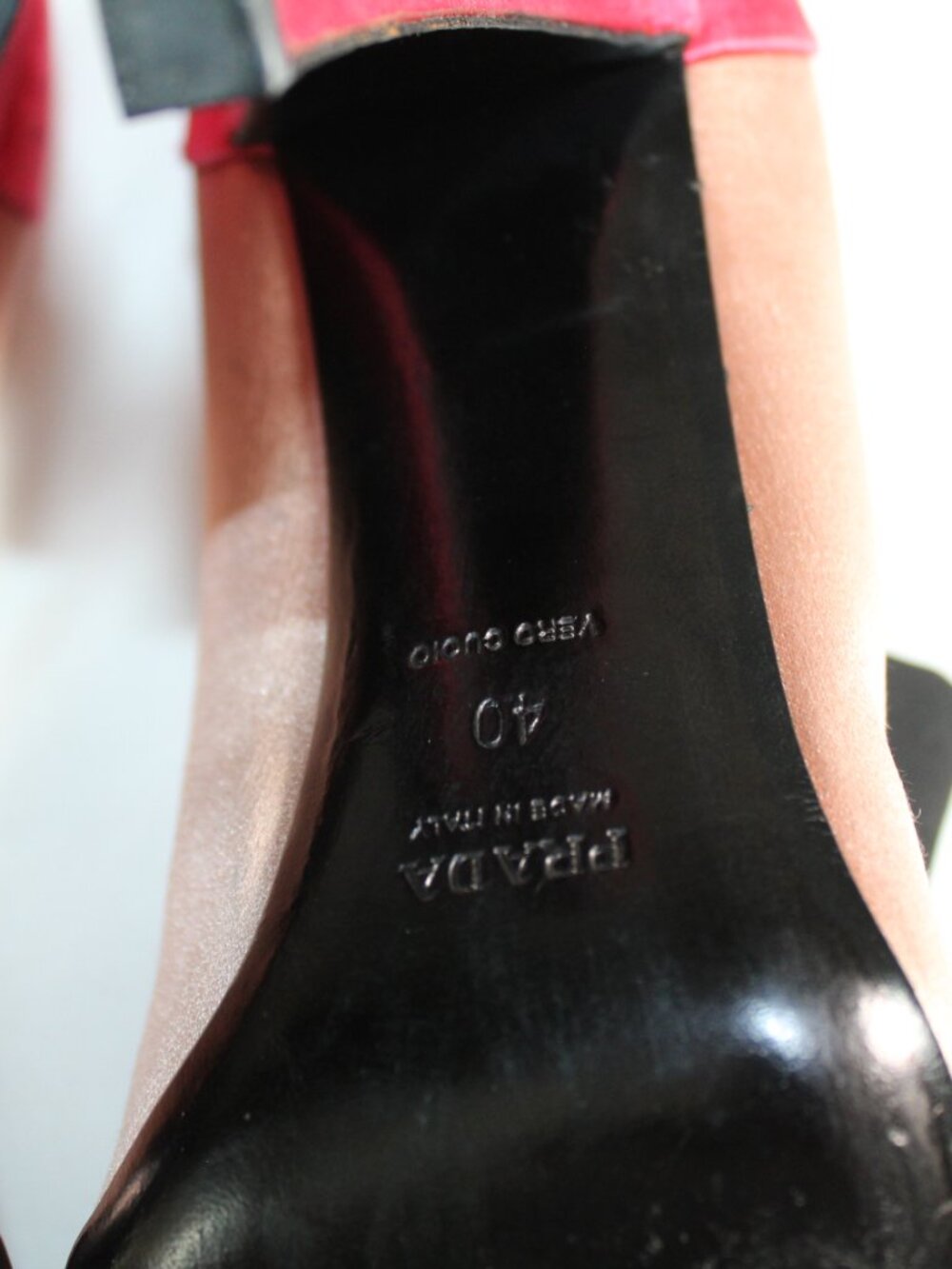 PRADA Satin Colorblocked Mary Jane Heels Pumps Stretch Band 40 - Picture 9 of 10